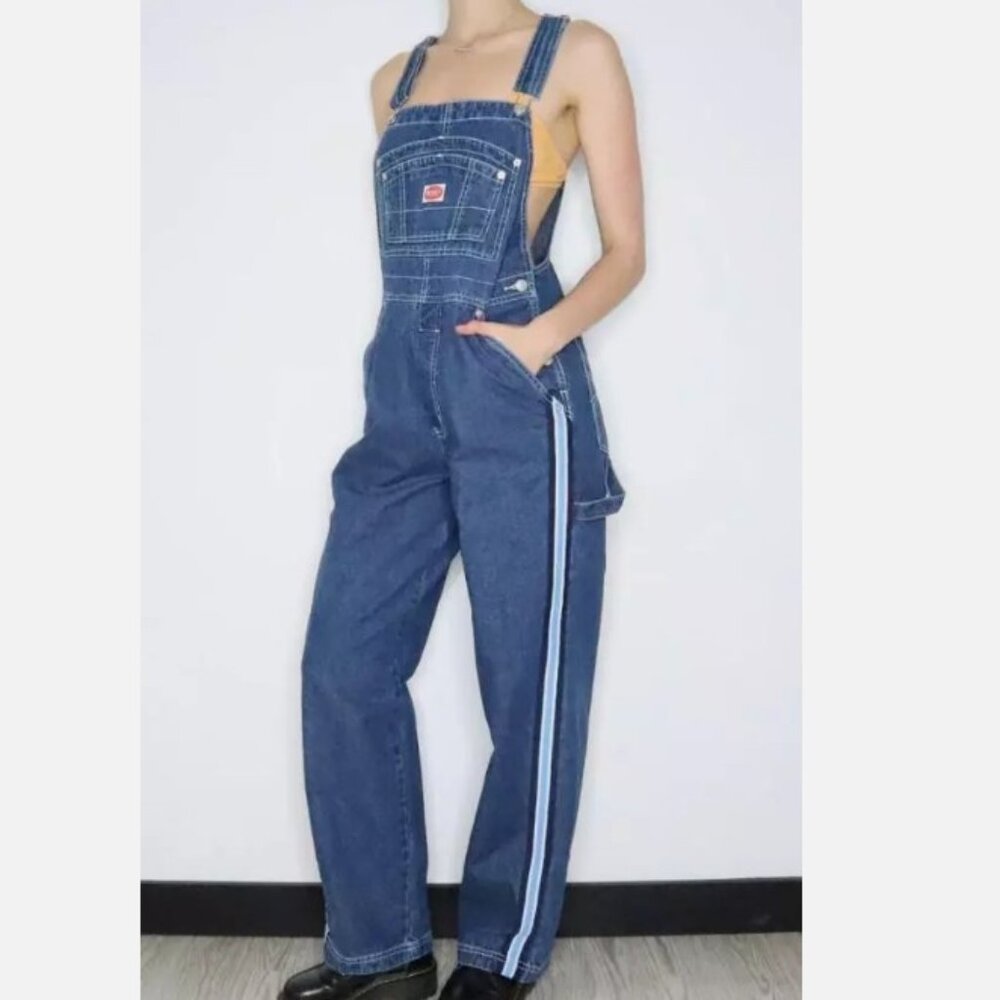 LAST ONE!!! NEW Vintage Sz 20 Blue Denim Carpenter Style Bib Overalls REVOLT - Picture 2 of 10